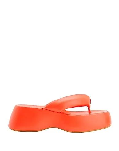Orange Leather Flip flops LEATHER TOE POST SANDALS
