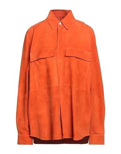 Orange Leather Full-length jacket