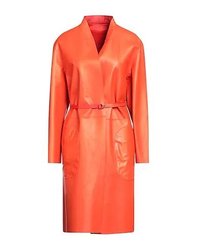 Orange Leather Full-length jacket