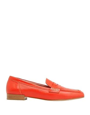 Orange Leather Loafers LEATHER SQUARE TOE PENNY LOAFERS