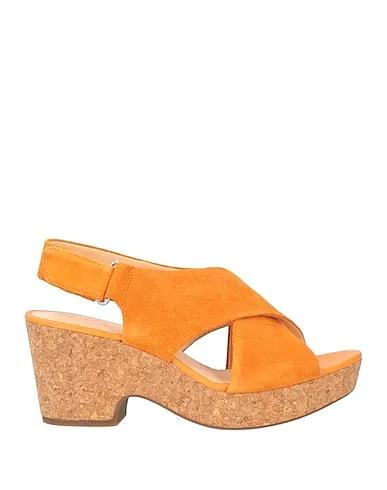 Orange Leather Mules and clogs