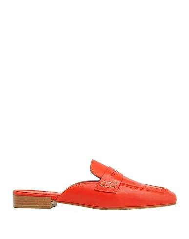 Orange Mules and clogs LEATHER SQUARE TOE PENNY LOAFERS

