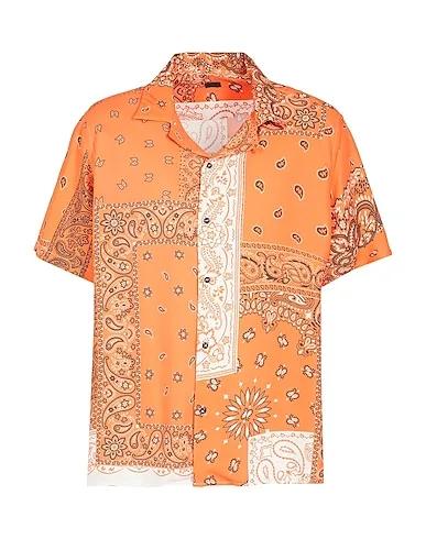 Orange Patterned shirt PRINTED VISCOSE COLLAR CAMP SHIRT