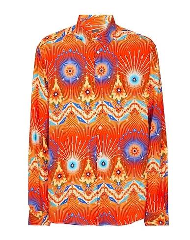 Orange Patterned shirt VISCOSE PRINTED OVER-SIZE SHIRT