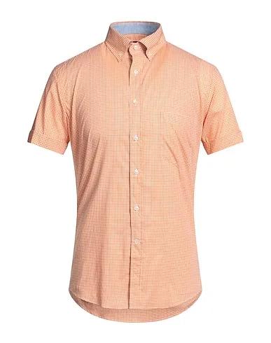 Orange Plain weave Checked shirt