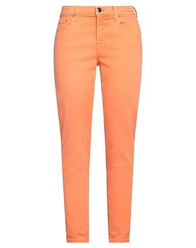 Orange Plain weave Denim pants