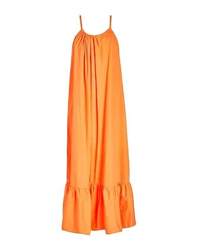 Orange Plain weave Long dress COTTON MAXI DRESS