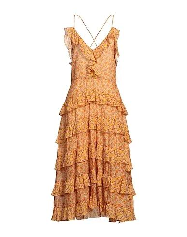 Orange Plain weave Long dress
