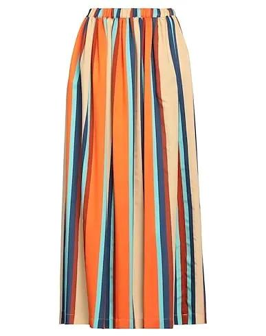 Orange Plain weave Maxi Skirts