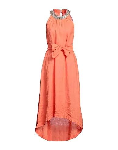 Orange Plain weave Midi dress