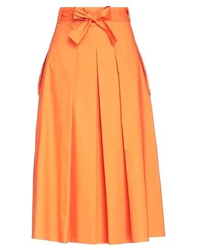 Orange Plain weave Midi skirt