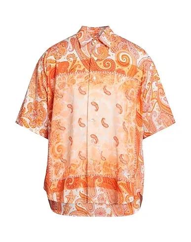 Orange Plain weave Patterned shirt
