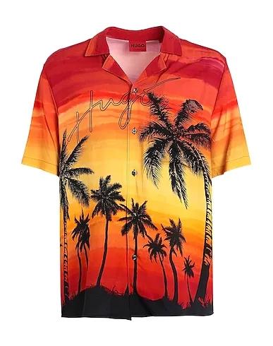 Orange Plain weave Patterned shirt