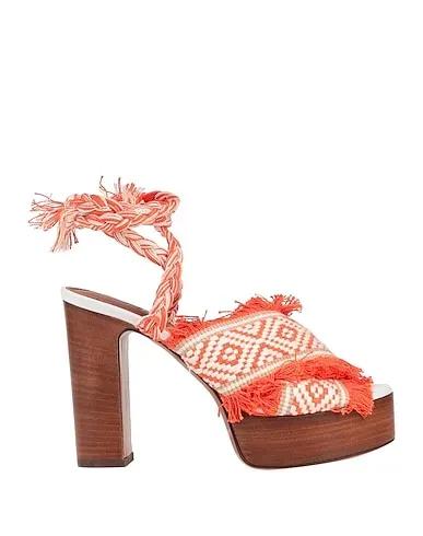 Orange Plain weave Sandals