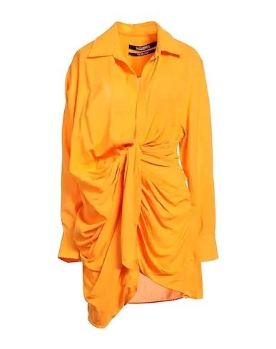 Orange Plain weave Shirt dress