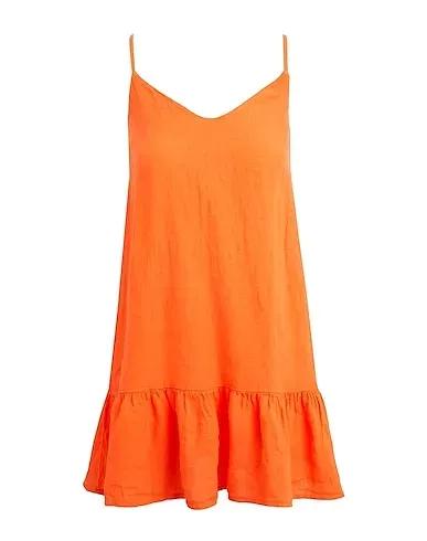 Orange Plain weave Short dress LINEN SLIP MINI DRESS

