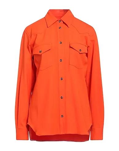 Orange Plain weave Solid color shirts & blouses