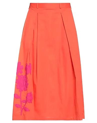 Orange Poplin Midi skirt