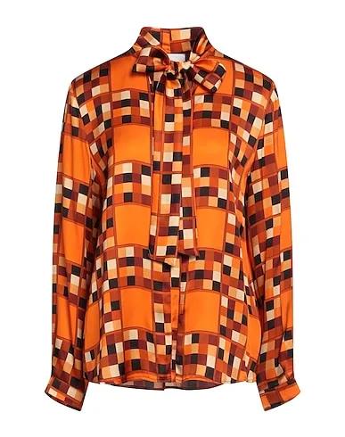 Orange Satin Checked shirt