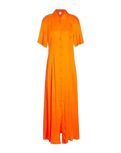 Orange Satin Long dress CHEMISIER MAXI DRESS
