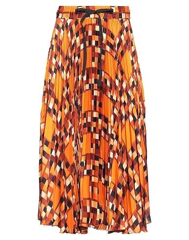 Orange Satin Midi skirt