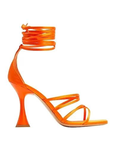Orange Satin Sandals SATIN OVERLONG LACE-UP SANDALS

