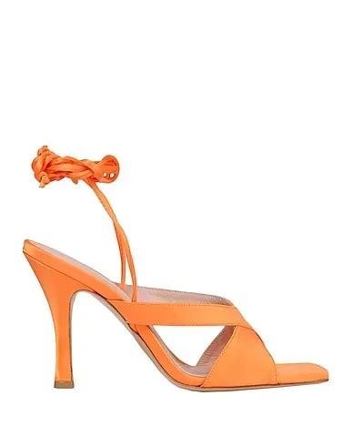 Orange Satin Sandals SATIN SQUARE TOE LACE-UP SANDALS
