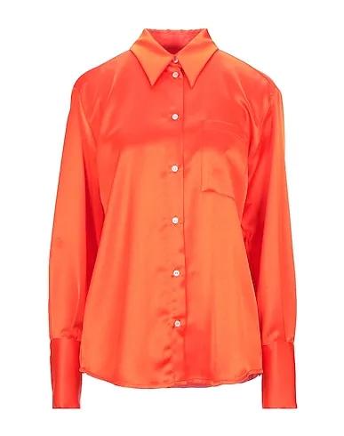 Orange Satin Solid color shirts & blouses