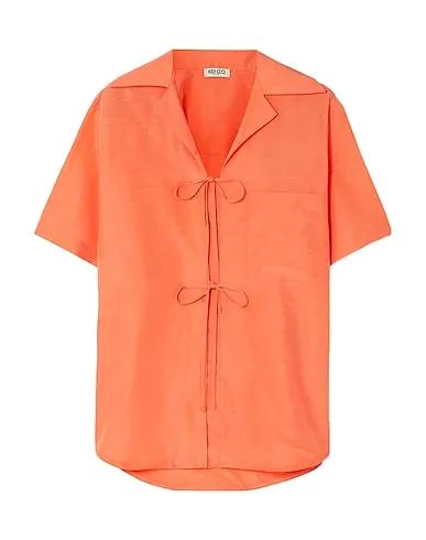 Orange Silk shantung Solid color shirts & blouses