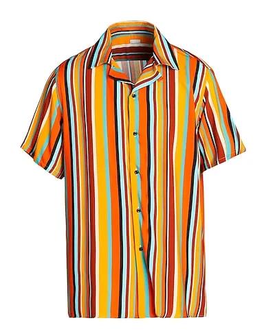 Orange Striped shirt PRINTED CAMP-COLLAR S/SLEEVE OVERSIZE SHIRT