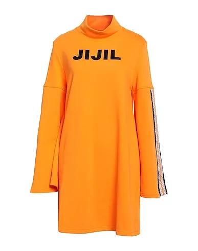 Orange Sweatshirt Short dress