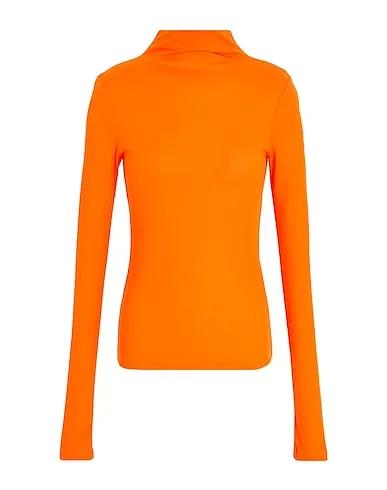 Orange T-shirt LYOCELL L/SLEEVE MOCK-NECK TOP W/ THUMB HOLES
