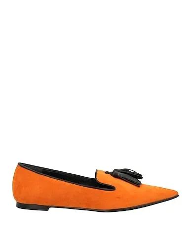Orange Velvet Loafers