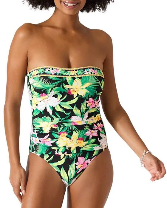 Orchid Garden Bandeau One Piece Swimsuit