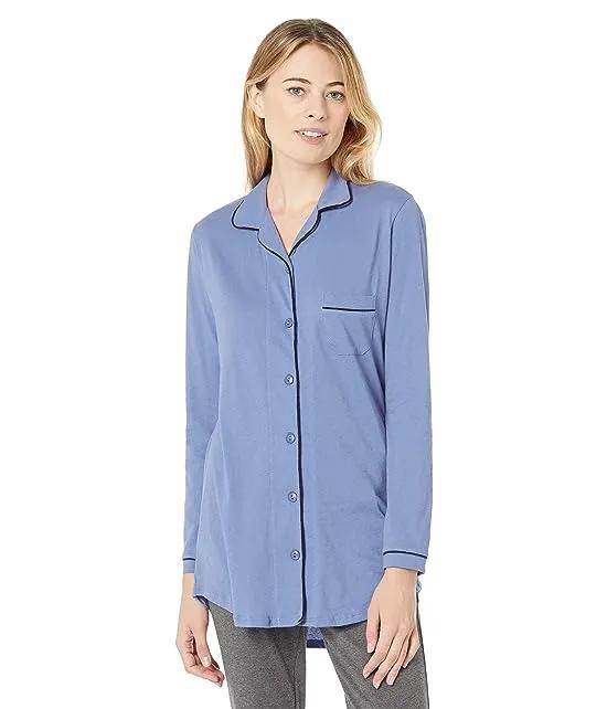 Organic Cotton Piped Front Night Shirt