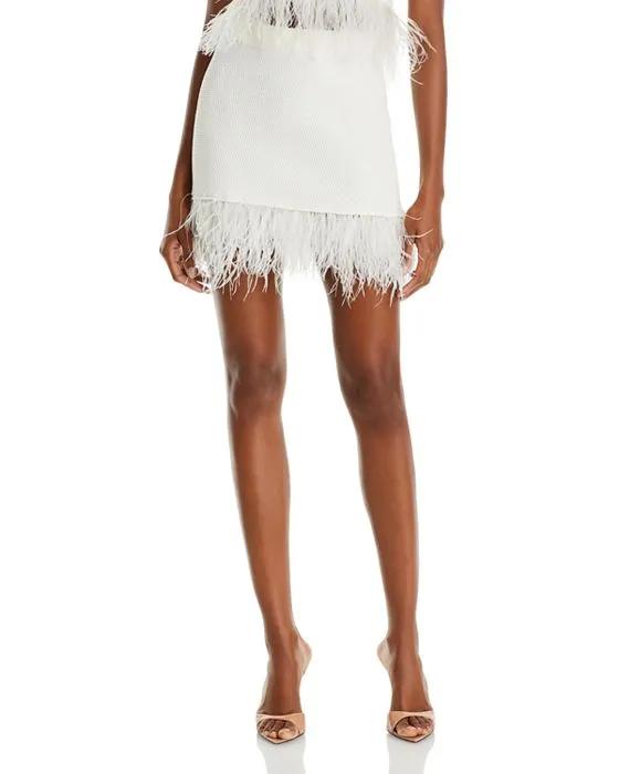 Organic Linen Blend Crochet Feather Mini Skirt