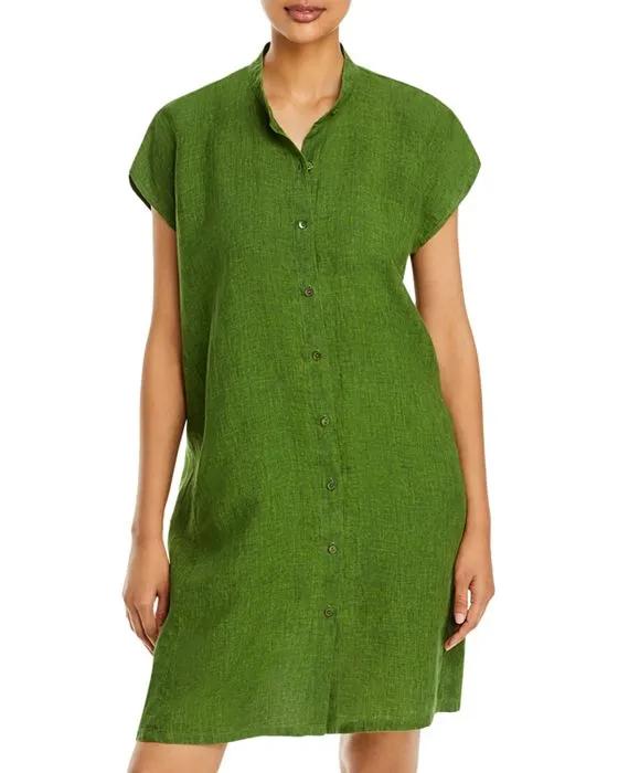 Organic Linen Cap Sleeve Shirt Dress