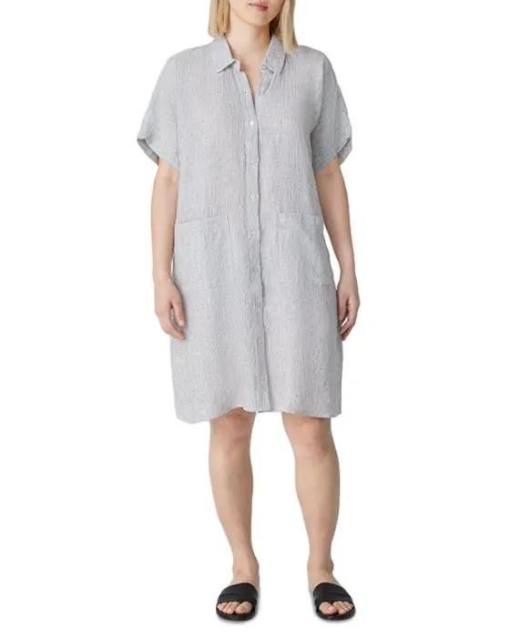 Organic Linen Short Sleeve Shirt Dress