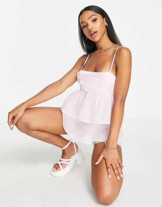 organza camisole top in baby pink