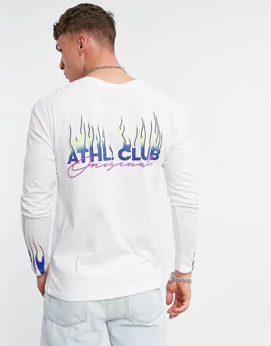 Originals long sleeve top with flames back print in white