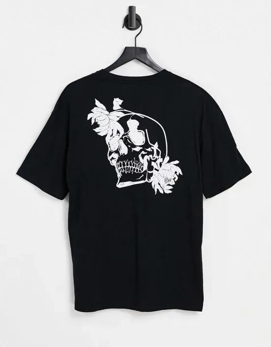 Originals oversize t-shirt with skull back print in black