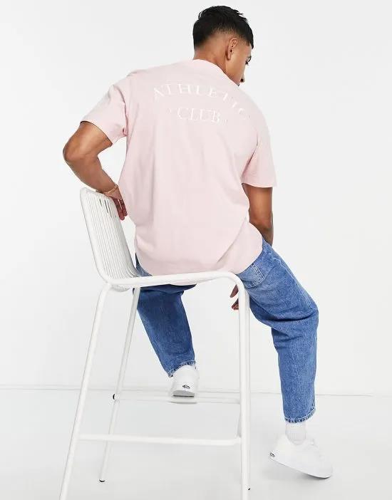 Originals oversized T-shirt with athletic embroidery in pink