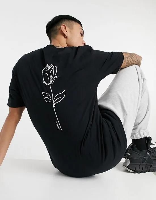 Originals oversized T-shirt with rose back print in black