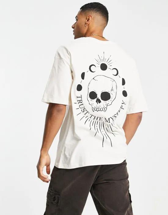 Originals oversized T-shirt with skull back print in beige