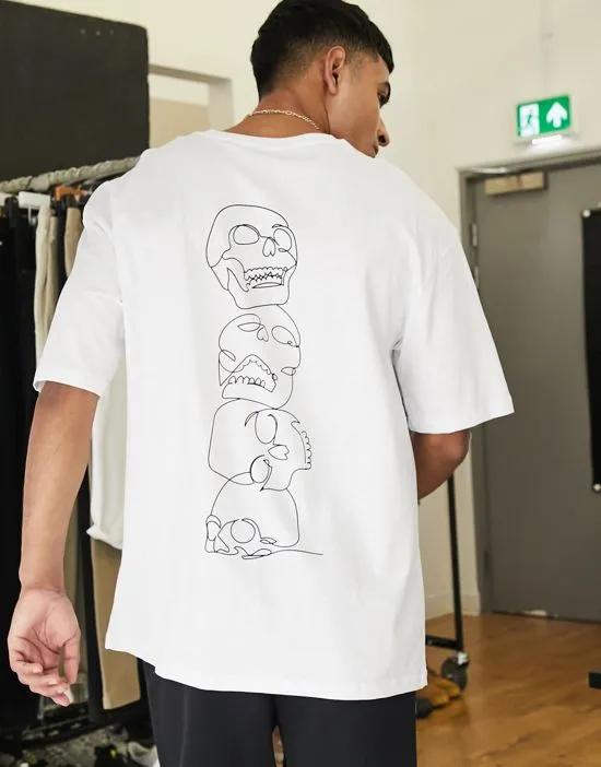Originals oversized t-shirt with skull back print in white