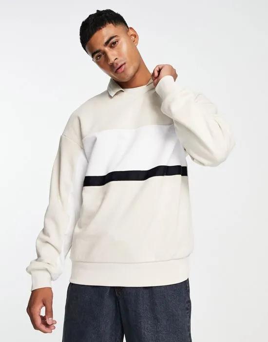 Originals polo sweat with contrast panels in beige