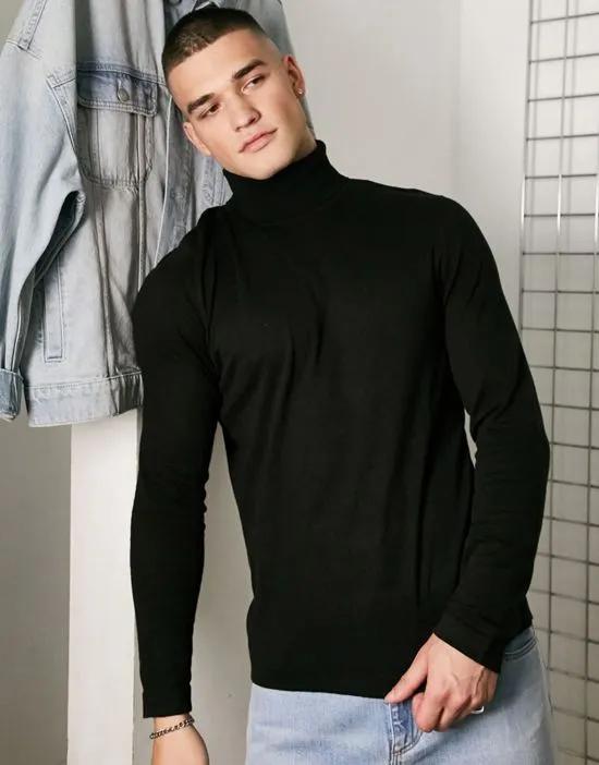 Originals roll neck sweater in black
