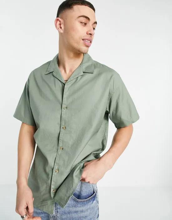 Originals short sleeve revere collar shirt in khaki