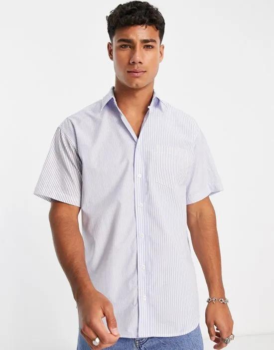 Originals stripe mix print short sleeved shirt in blue