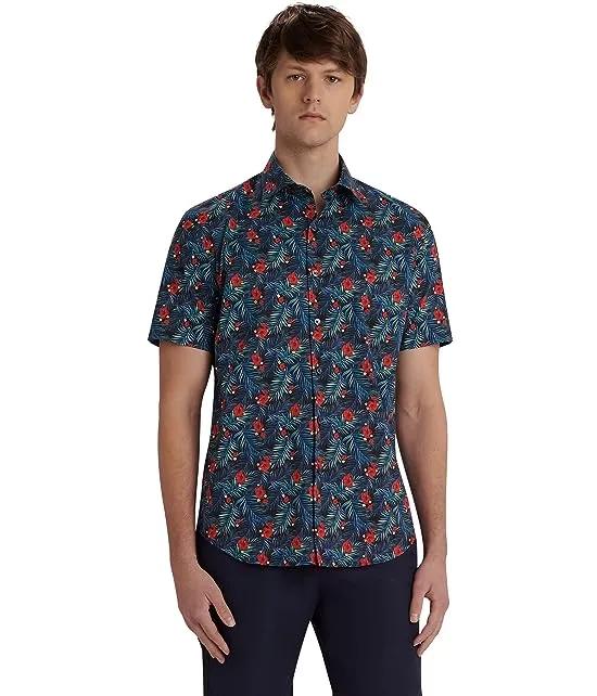 Orson Short Sleeve Shirt in Floral Print Comfort Stretch Cotton